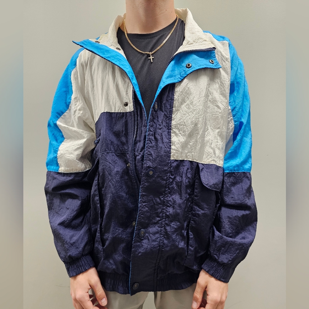 Vintage Dior Unisex Colorblock Windbreaker Jacket Medium